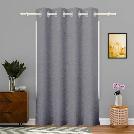 Kuber Industries Stylish Door Curtains for Living Room & Bedroom Web Net Grey Colour