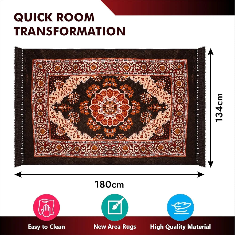 Kuber Industries Carpet Velvet Carpet-Rug for Home Decor Carpet Rug for Bedroom Dark Brown
