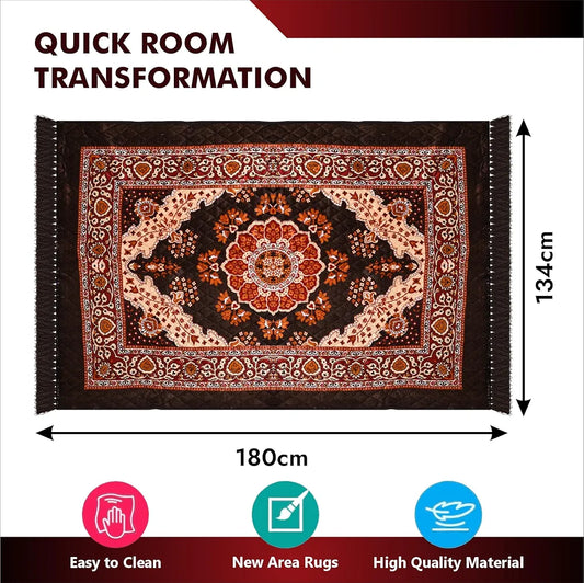 Kuber Industries Carpet Velvet Carpet-Rug for Home Decor Carpet Rug for Bedroom Dark Brown