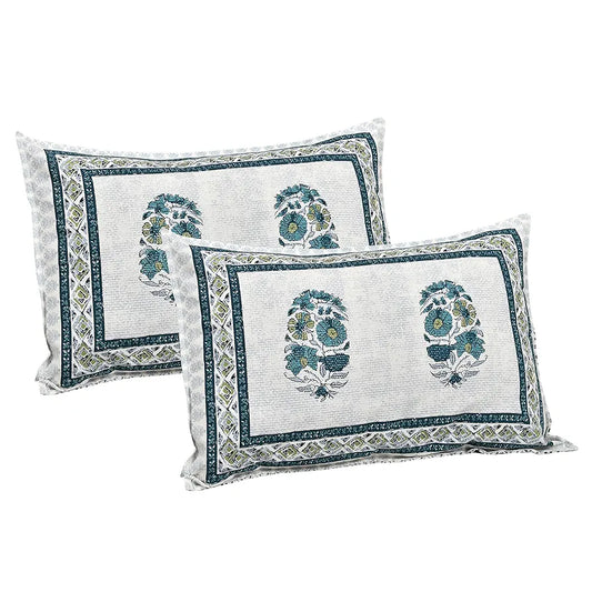 Kuber Industries Double Bedsheet with 2 Pillow Covers 160 TC Premium Cotton Dezier Flower Boota Green