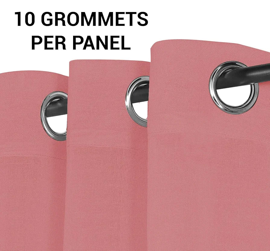 Cloth Fusion Plain Cotton Feel Sheer Door Curtains 9 Feet Long Set of 2 Semi-Transparent Light Pink