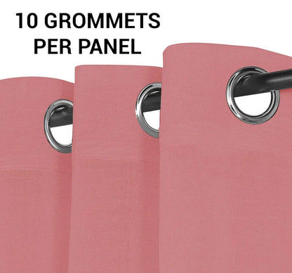 Cloth Fusion Plain Cotton Feel Sheer Door Curtains 9 Feet Long Set of 2 Semi-Transparent Light Pink