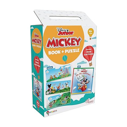 Disney Junior Mickey Book & Puzzles for Kids 4 Years and Above and Away 1 Book & 60 Piece