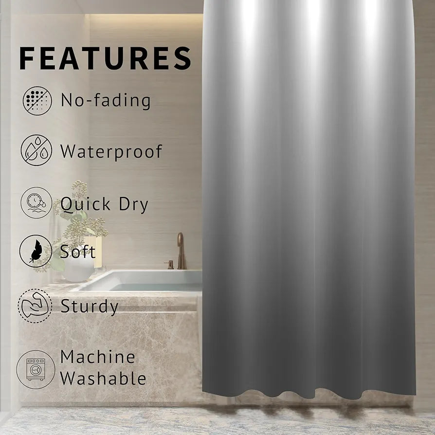 Homethreads Embrace Luxury with Our 6-Feet Long Premium Polyester Shower Curtain with 12 Hooks for a Lavish Bathroom Ambiance Stylish Splendid and Perfectly Sized Black Colour