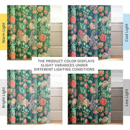 Cloth Fusion Blackout Printed Premium Door Curtains 7 Feet Long Set of 2 Green Roses