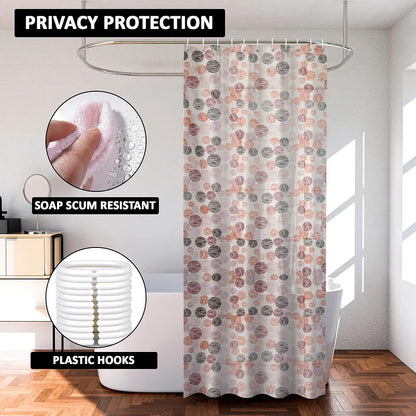 Kuber Industries Shower Curtain Bathroom Shower Curtain 8 Rings Curtain Multi Dot Orange