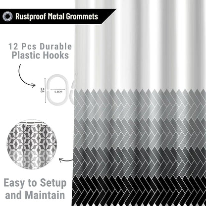 Homethreads Embrace Luxury with Our 6-Feet Long Premium Polyester Shower Curtain with 12 Hooks for a Lavish Bathroom Gray Colour