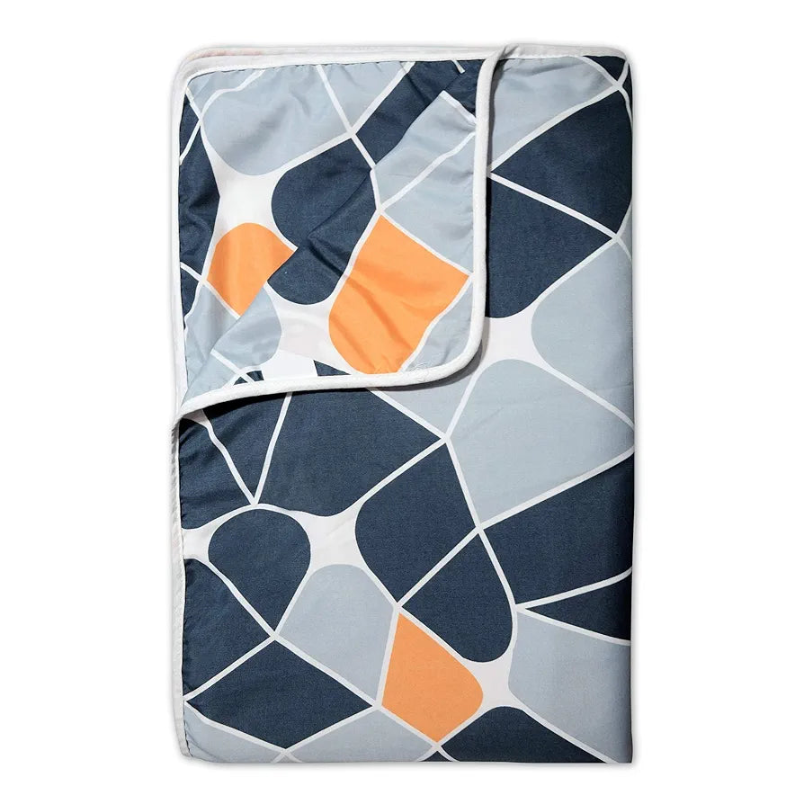 Divine Casa 120 GSM Summer Quilt Brushed Microfibre 3 Layer Breathable Double Bed Dohar AC Blanket TC - 120 Colour Blue and Grey