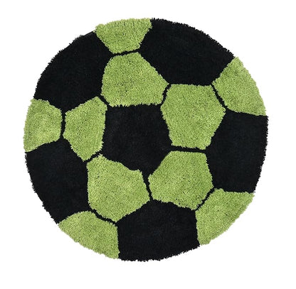 The Home Talk Football Design Kids Cotton Round Bathmats Anti-Skid Soft Bath Rug 60 CM Round
