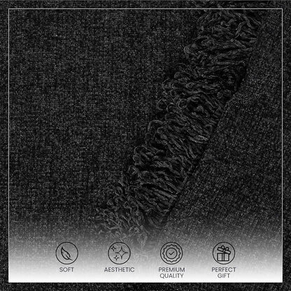 Sashaa World Soft Chenille Throw Colour Charcoal