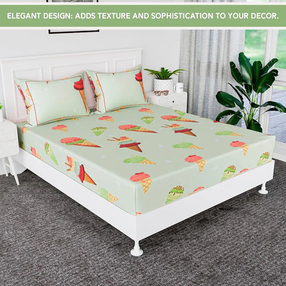 Kuber Industries Premium Cotton Bedsheets For Double Bed With 2 Pillow Covers Green