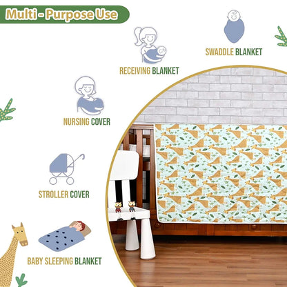 Divine Casa 120 GSM Cotton Single Kids Comforter Soft & Lightweight All-Season Blanket Colour Misty Jade
