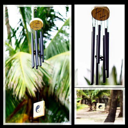 Lilone 7 Black Color Pipes Wind Chimes 24 Inch Long