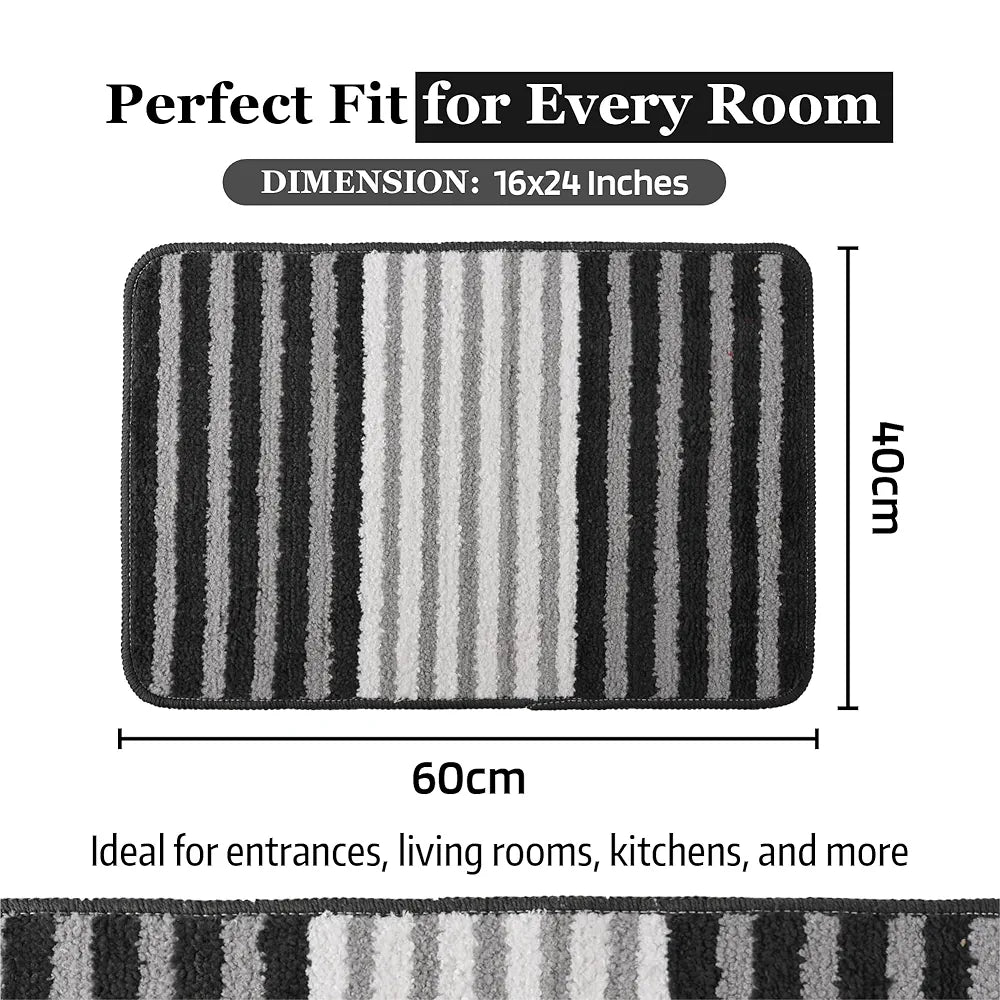 Kuber Industries Anti-Skid Water-Absorbent Door Mats for Home Pearl Lining Grey