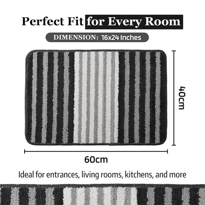 Kuber Industries Anti-Skid Water-Absorbent Door Mats for Home Pearl Lining Grey
