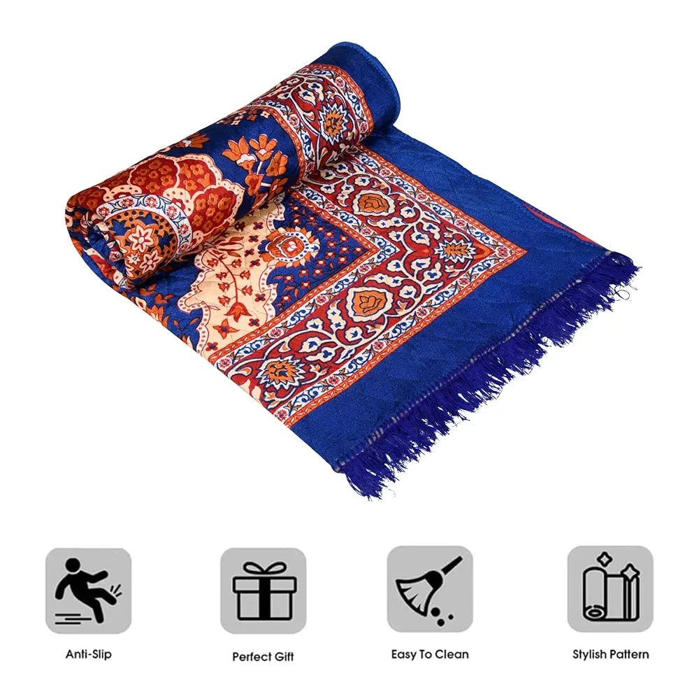 Kuber Industries Carpet Velvet Carpet-Rug for Home Décor Carpet Rug for Bedroom Blue