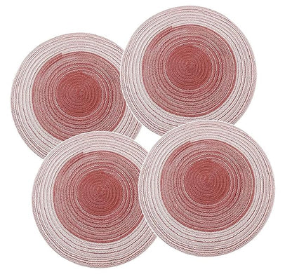 Spatlus Jute Placemats Set of 4 Heat Resistant Round Place Mats Natural Dining Table Red