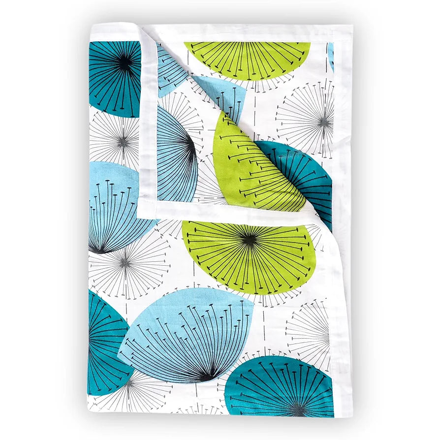 Divine Casa Floret 100% Cotton Double Dohar 120 GSM Soft & Lightweight Throw Blanket Colour Aqua