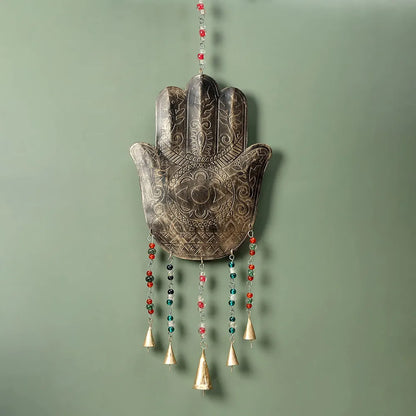 Duli Metal Hand Windchime Big Wall Hanging with Bells