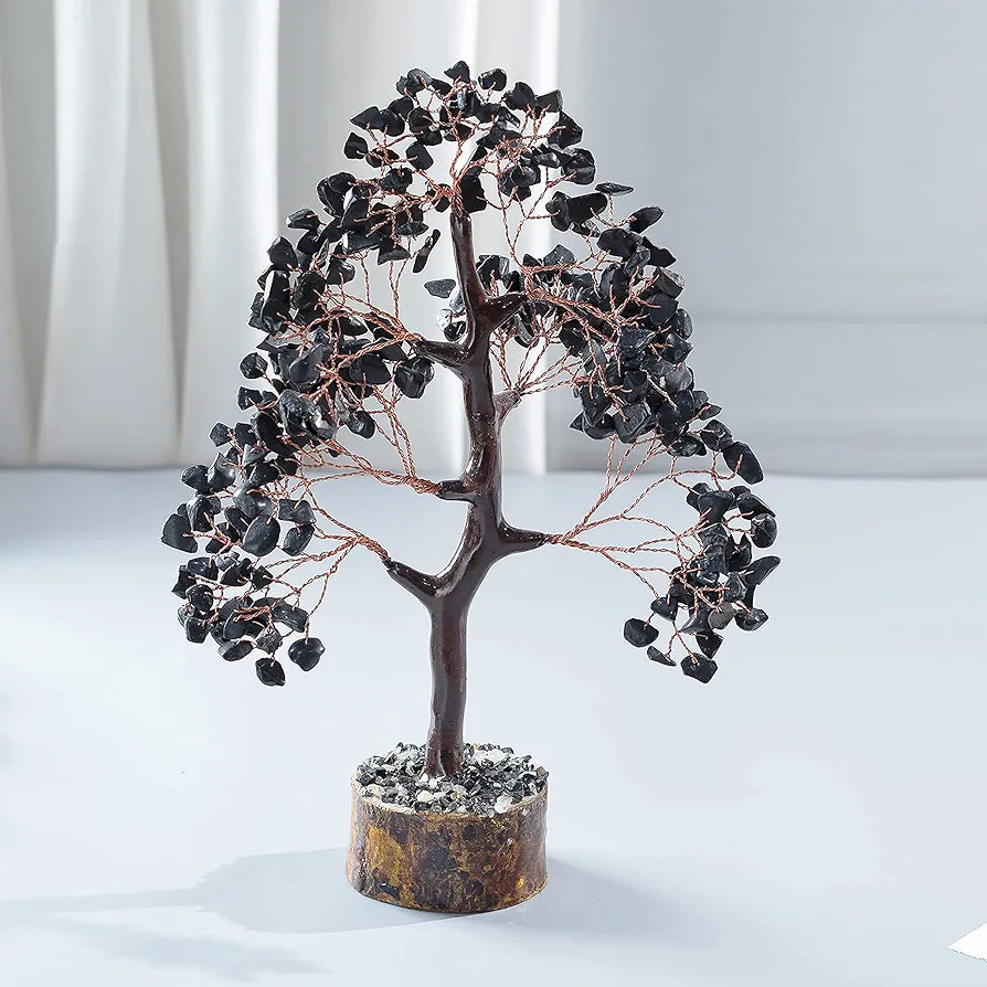 HindCraft Black Tourmaline Crystal Tree Copper Wire 10-12 inch