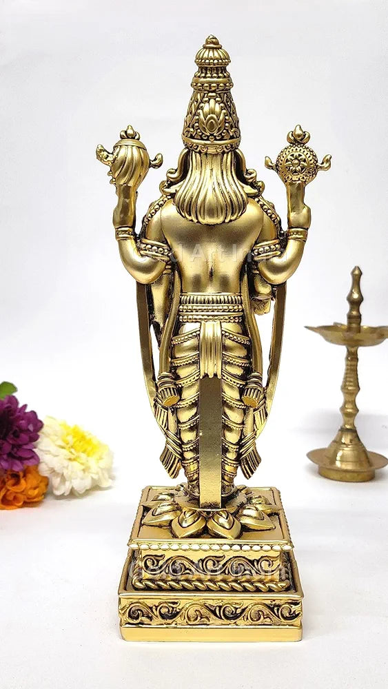 Gold Art India Lord Tirupati Balaji Gold Plated Antique Matte Idol with Garuda