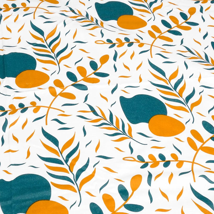 Divine Casa 144 TC Cotton Bedsheet for Double Bed with 2 Pillow Cover Colour Teal Mustard
