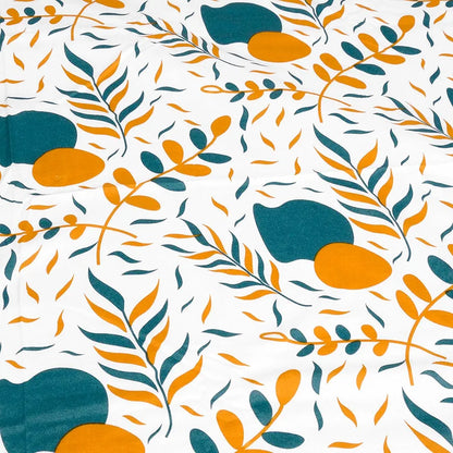 Divine Casa 144 TC Cotton Bedsheet for Double Bed with 2 Pillow Cover Colour Teal Mustard