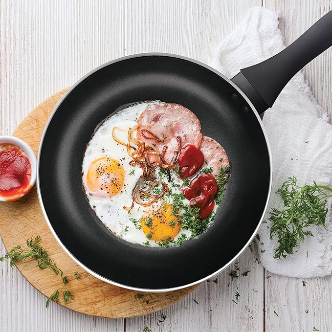 Milton Pro Cook Black Pearl Fry Pan, 24 Cm / 1.8 Litre Frying Pan With Glass Lid - 702 gms