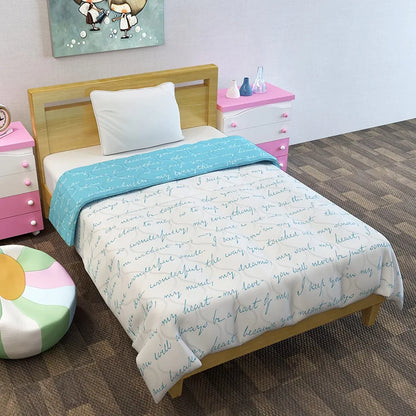 Divine Casa 120 GSM Microfiber Reversible Kids Single Bed Comforter Ultra-Soft Toddler Blanket Colour Blue Topaz