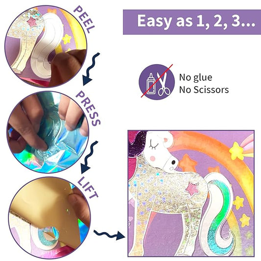 Chalk and Chuckles Art and Craft Kit | Fabulous Foil Art | Create 12 Magical World Theme Pictures