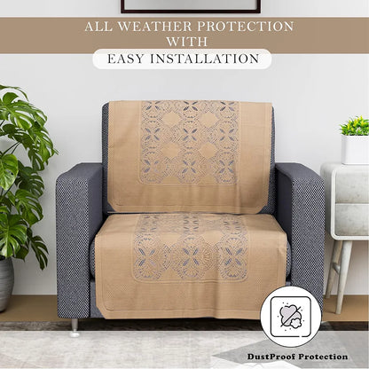 Kuber Industries Sofa Cover Single Seater Sofa Cover Net Sofa Slipcover Set Self Flower New Jersey Golden