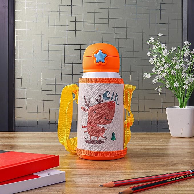 Femora Kids Elk Design Hot & Cold Thermosteel Water Bottle for Kids - 380 gms