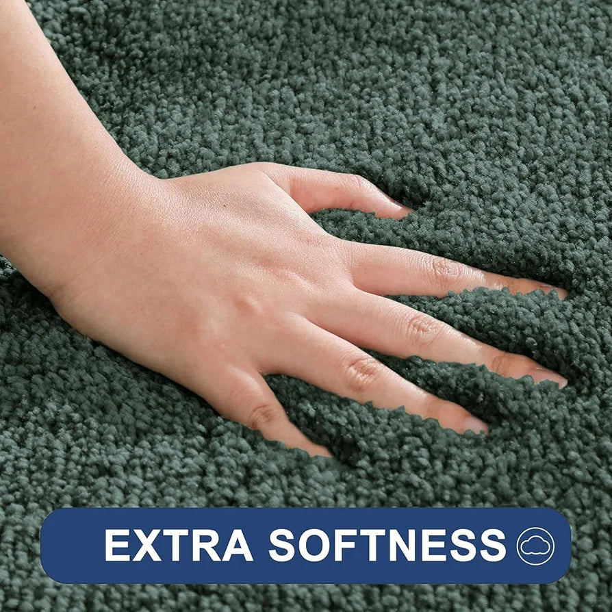 Luxe Home International Rectangular Bathmat 2500 Gsm Microfiber Anti Slip Mats For Bathroom Colour Hunter Green