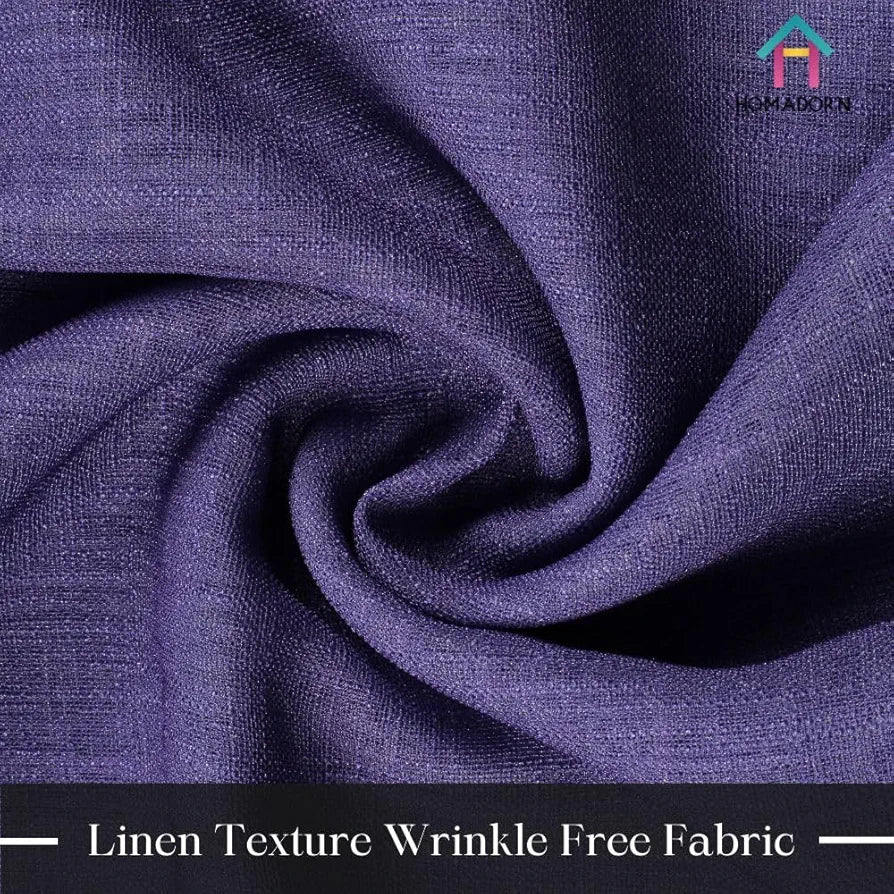 Homadorn Ombre Printed Linen Textured Sheer Curtains White + Purple
