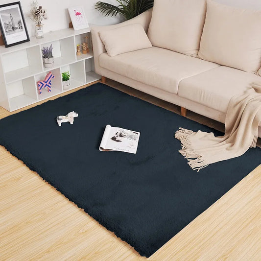 Luxe Home International Ruffle Floor Rug Rabbit Fur 1000 Gsm Living Room Foot Mats 4 X 6 FtColour Anthra