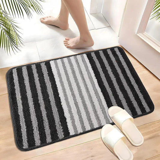 Kuber Industries Anti-Skid Water-Absorbent Door Mats for Home Pearl Lining Grey
