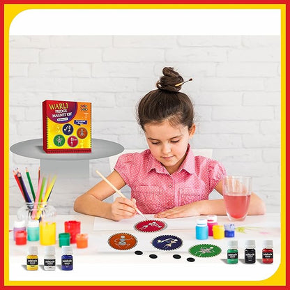 Solobolo Warli Art Painting Kit | Decorative Fridge Magnets for Kitchen | 4 Pre Marked Diy Painting Kit Fridge Magnets