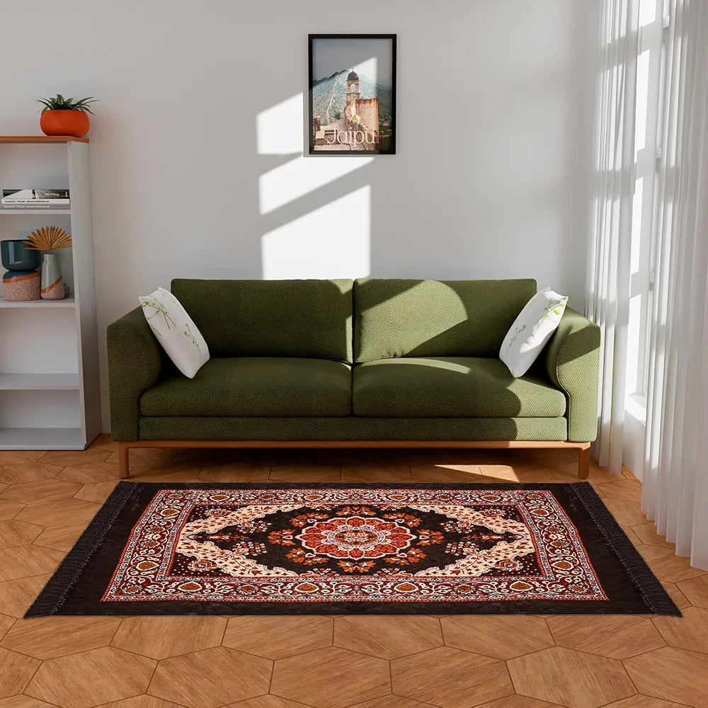 Kuber Industries Carpet Velvet Carpet-Rug for Home Decor Carpet Rug for Bedroom Dark Brown