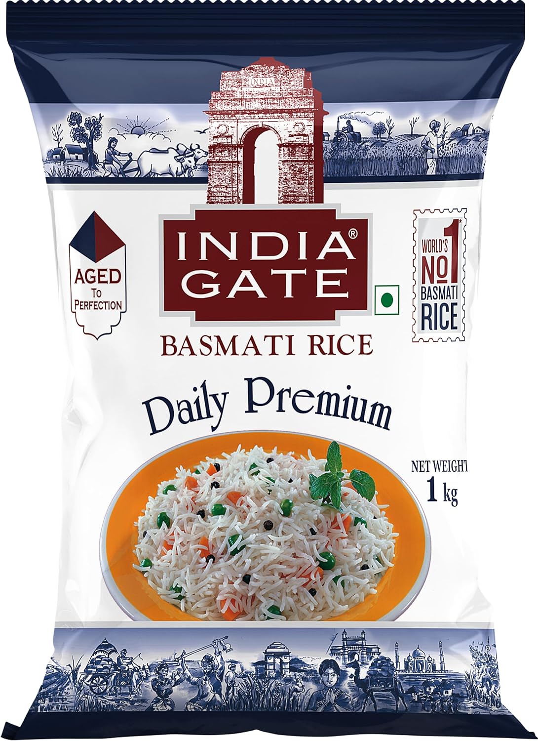 India Gate Daily Premium Aged Basmati Rice - 1000 gms