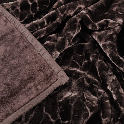 Cloth Fusion Floral Embossed Mink Blanket Single Bed for Winter Soft Kambal for Comfort & Warmth Brown