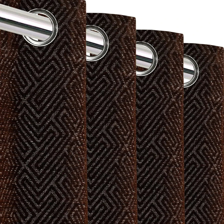 Saral Home Pacman Chenille Blackout Long Door Curtains 1pc Colour Brown