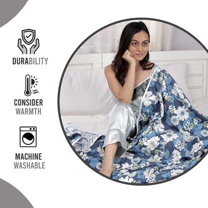 Divine Casa 120 GSM Microfiber Single Bed Comforter Soft & Lightweight Reversible AC Blanket Colour Celestial Blue