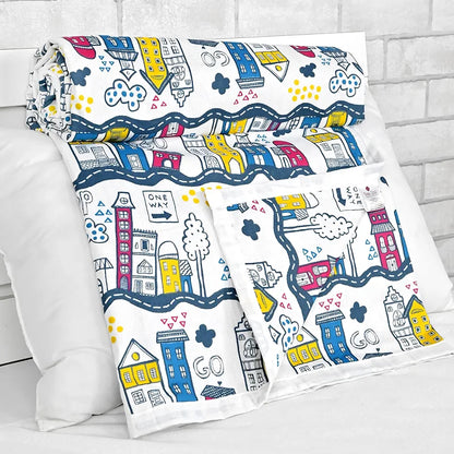 Divine Casa Pure Cotton Printed Single Dohar 120 GSM Soft & Lightweight Throw Blanket Colour Heaven White