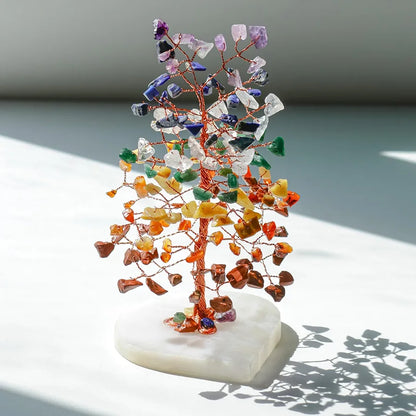 Zaicus Gemstone Bonsai Tree with Healing Crystals 7 Chakra Heart Base Feng Shui 7chakra-QH