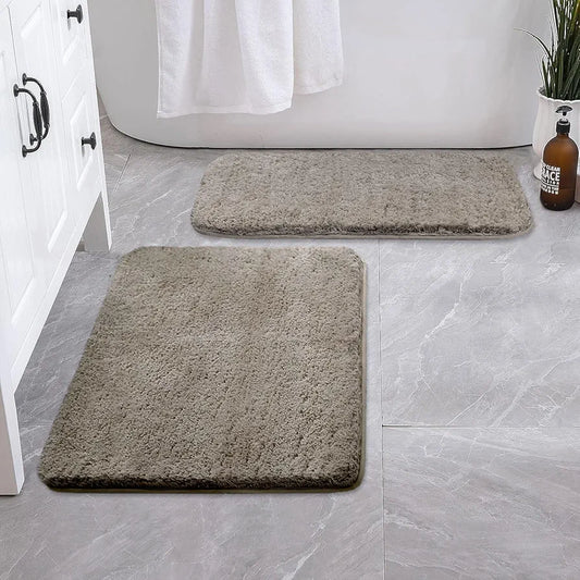 Luxe Home International Bath Mat Super Soft Ultra Absorbent Rectangular Mat Colour Taupe (Pack of 2)