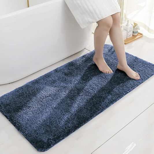 Luxe Home International Microfibre Rectangular Bath mat Super Soft Anti Skid Newman Mats For Bathroom Colour Navy Blue