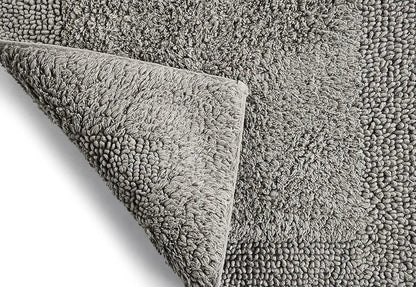Sashaa World Super Absorbant Cotton Reversible Bath Rectangular Mat Bathroom Rugs Colour Grey
