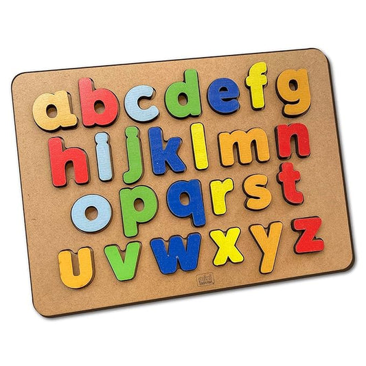 Mini Leaves Wooden Small Alphabets for Kids Learning | Puzzle With Color Sorting Activitiy | Multi Concept Teaching Board