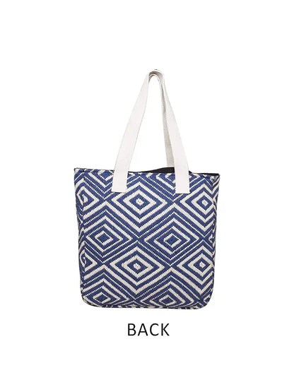 Astrid Blue Diamond Textured Cotton Tote Bag