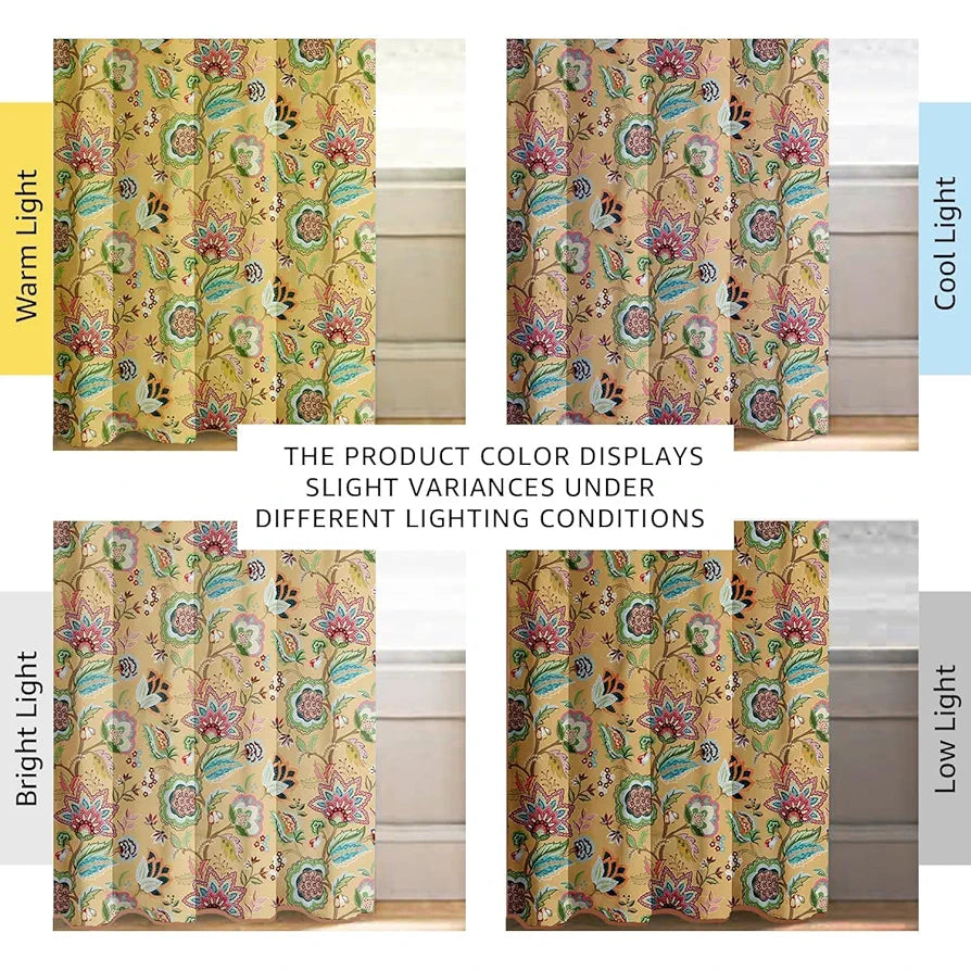 Cloth Fusion Blackout Printed Premium Door Curtains 7 Feet Long Set of 2 Yellow Garden